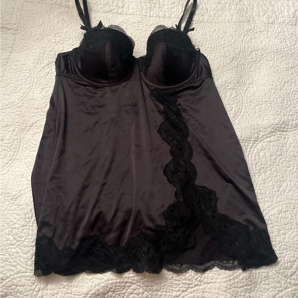 La Senza black lace lingerie slip size‎ L